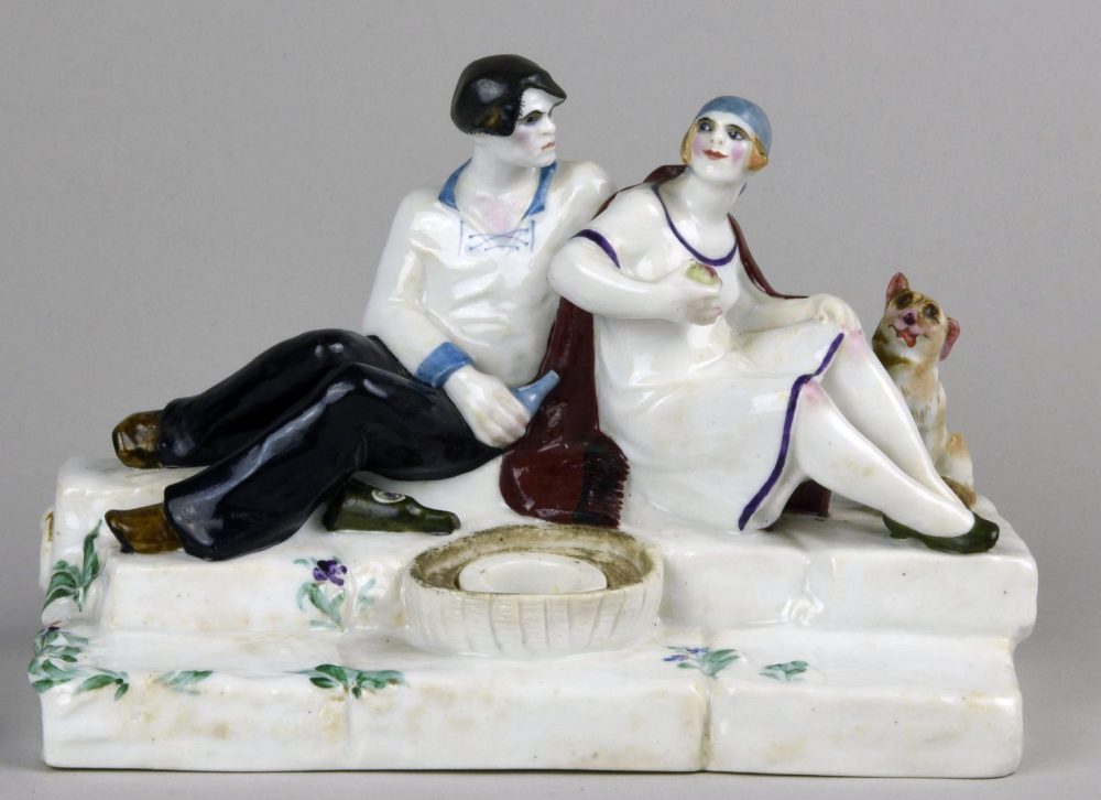 Soviet Porcelain Inkwell Huligan And Factory Worker