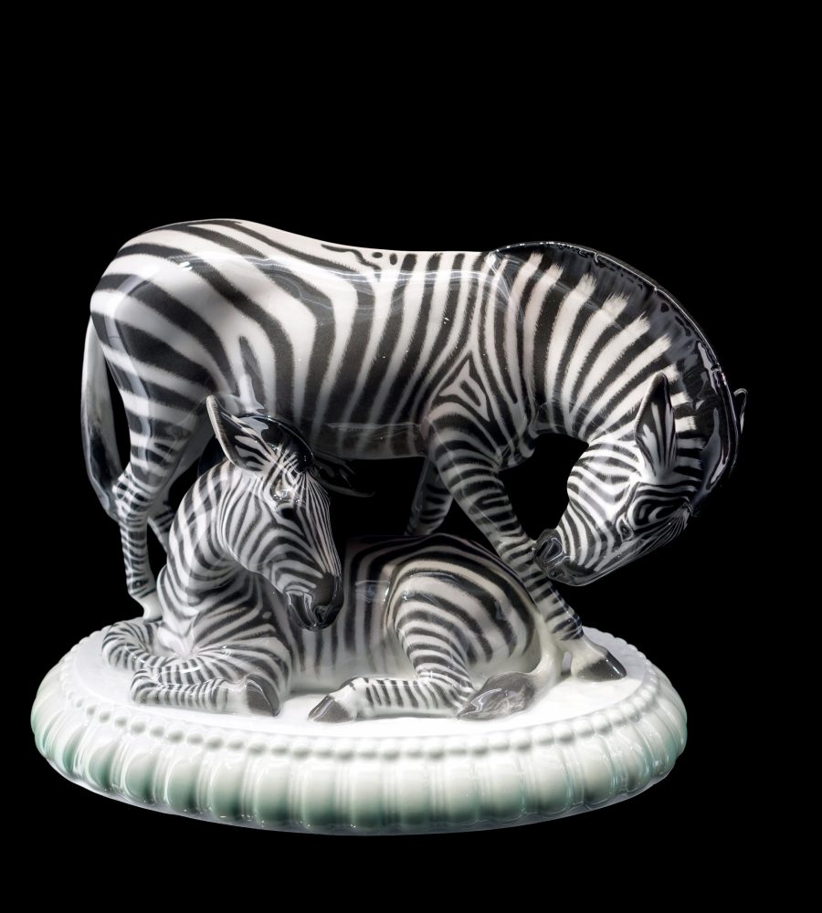 Kpm 10168 Figural Group Zebras By Anton Puchegger