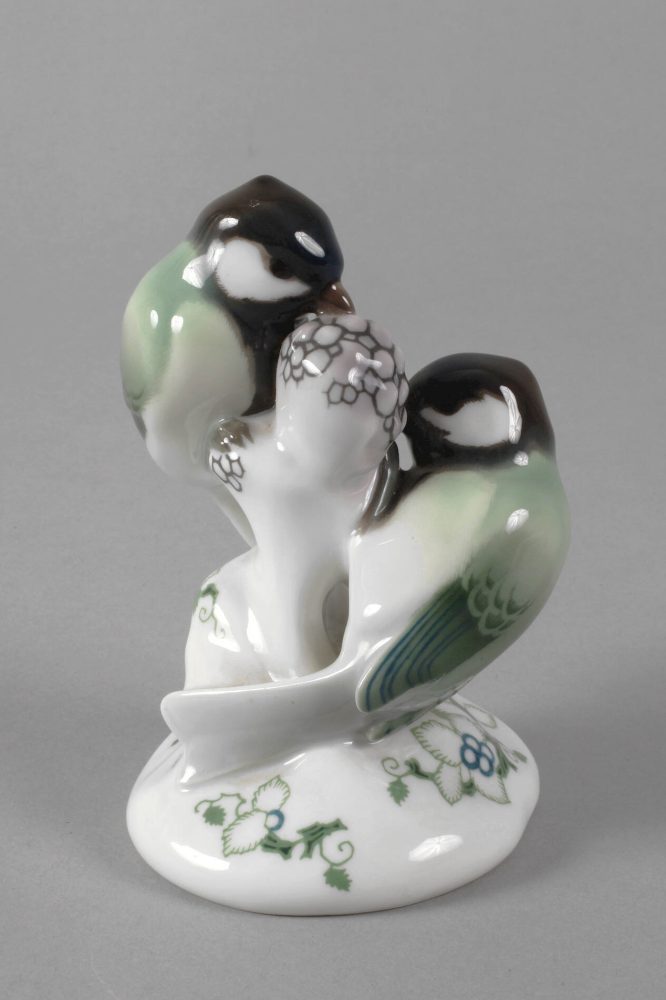 Kpm 11247 Figural Group Blue Tits By Wilhelm Robra