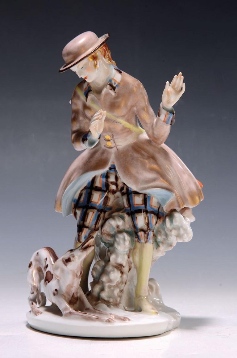 Kpm 11806 Figure Hunter With A Dog By Hubatsch