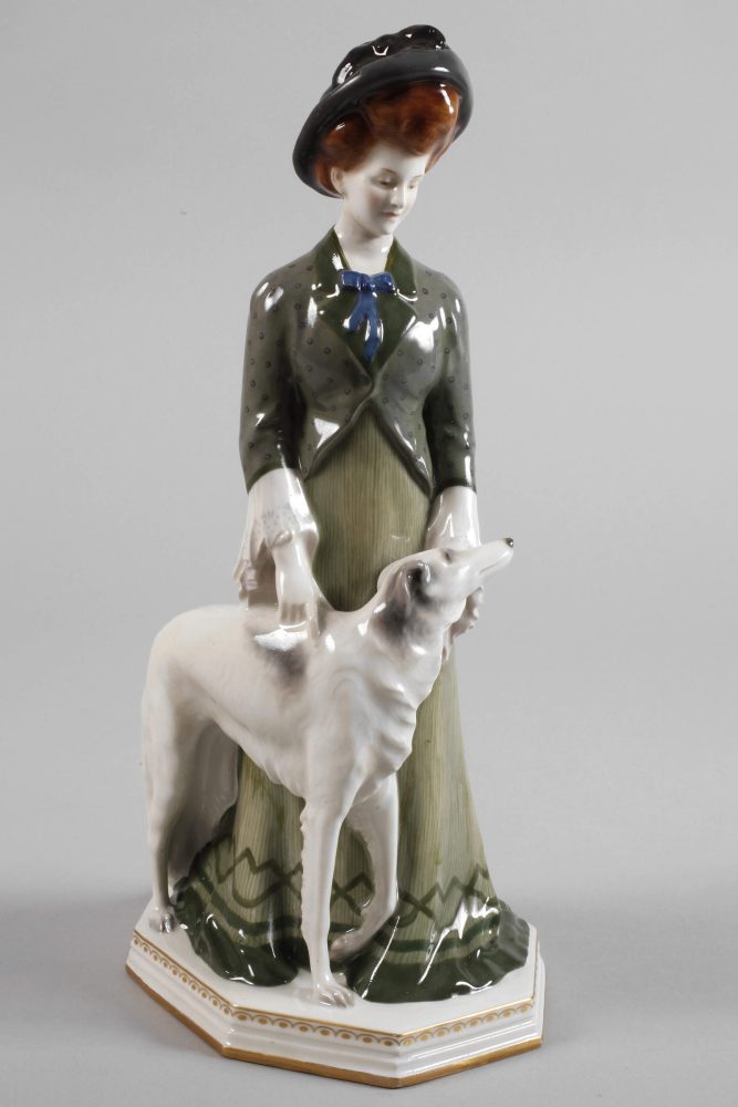 Kpm 8968 Figure Dame Mit Windhund By Hermann Hugo Hubatsch