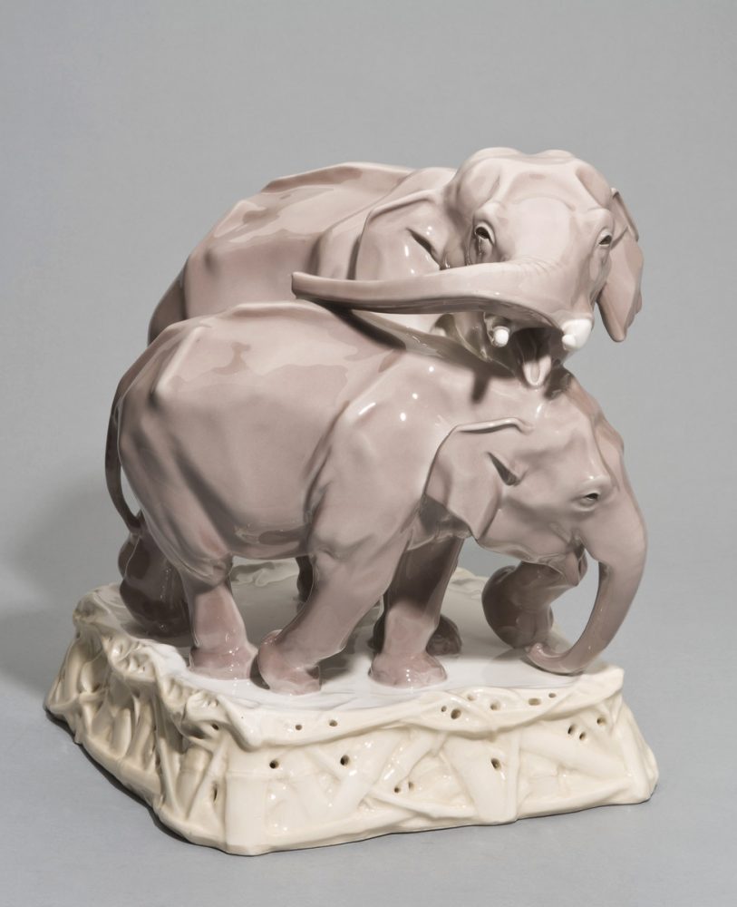 Kpm 9158 Figural Group Elephants By Anton Puchegger