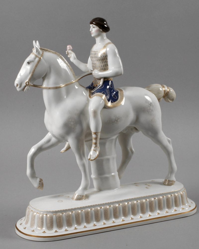 Kpm 9423 Figural Group Groom As A Roman Warrior On Horseback