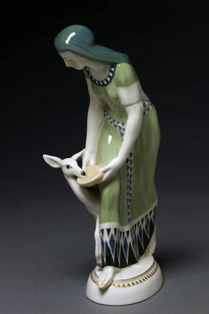 Kpm 9445 Figure Of Egyptian Lady With Deer By By Adolph Amberg