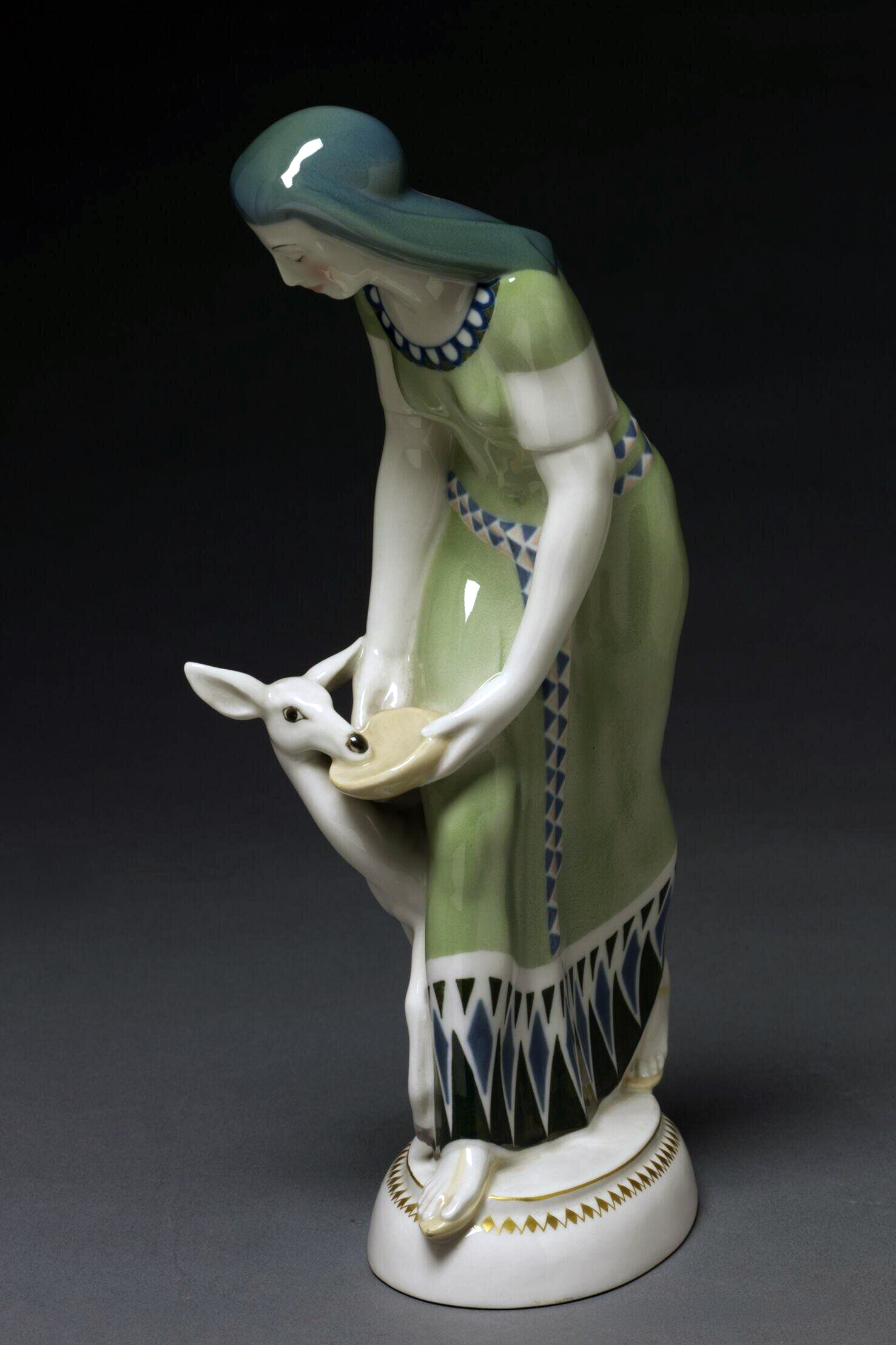 Kpm 9445 Figure Of Egyptian Lady With Deer By By Adolph Amberg