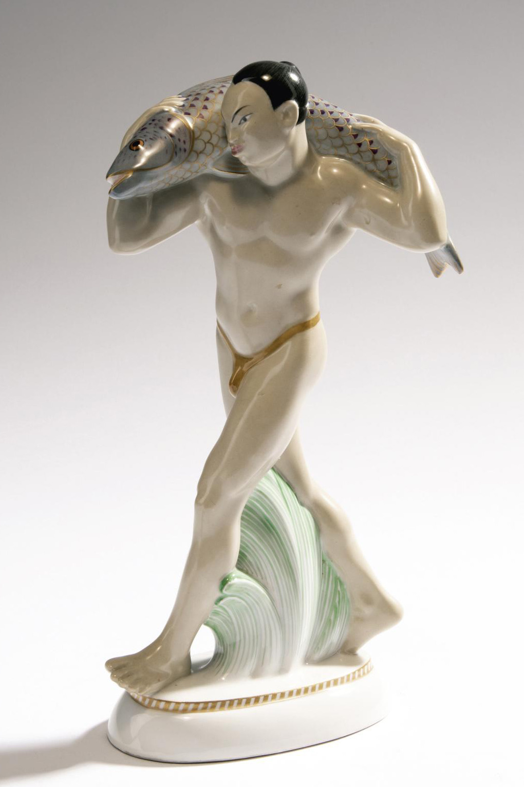 Kpm 9615 Figure Of Japanese Man With Fish