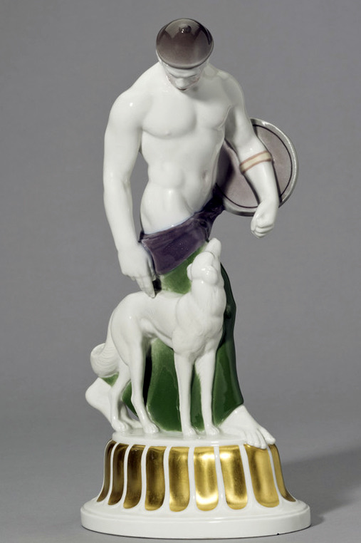 Kpm 9617 Figural Group Goth With Italian Greyhound