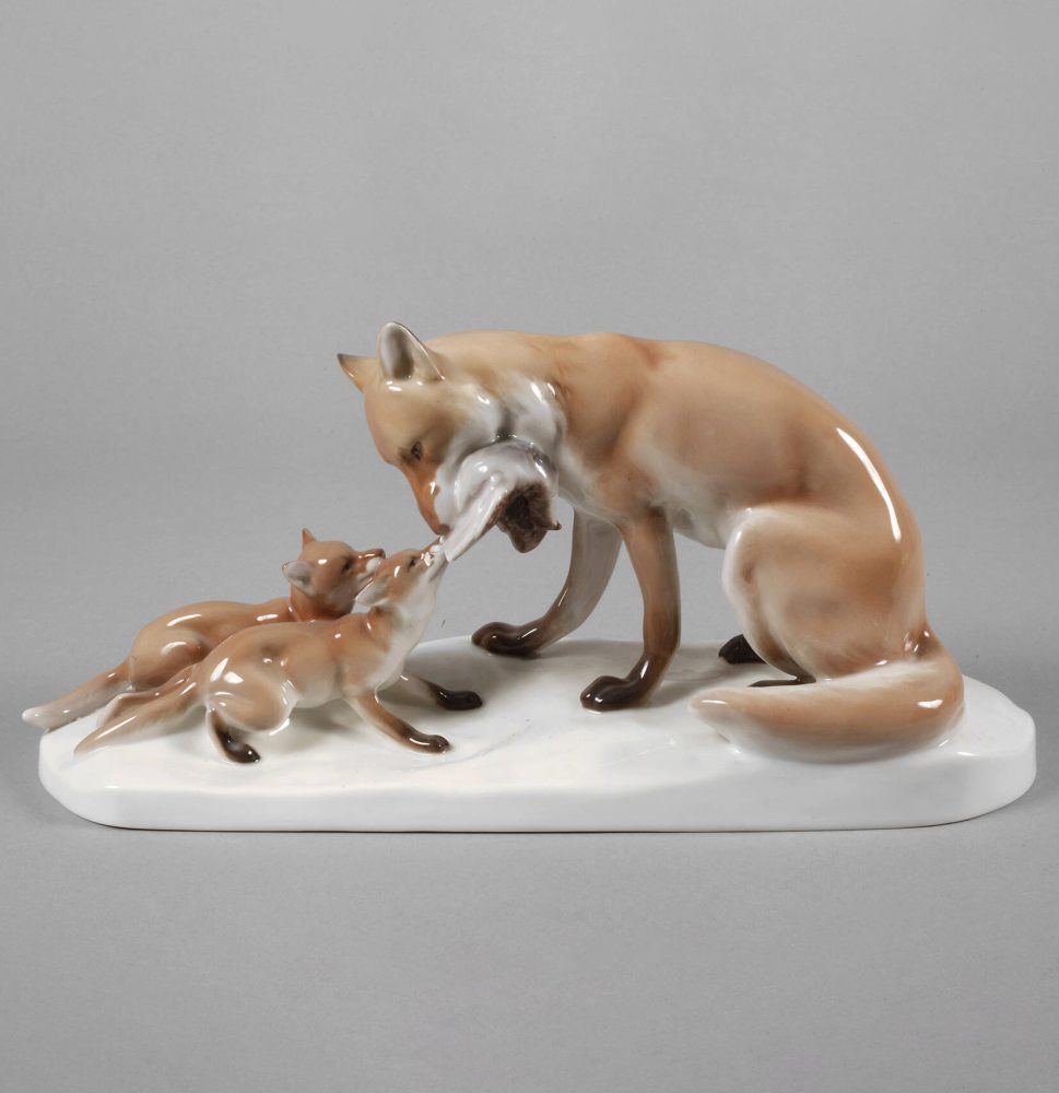 Kpm 9938 Figural Group Fox By Erich Schmidt Kestner