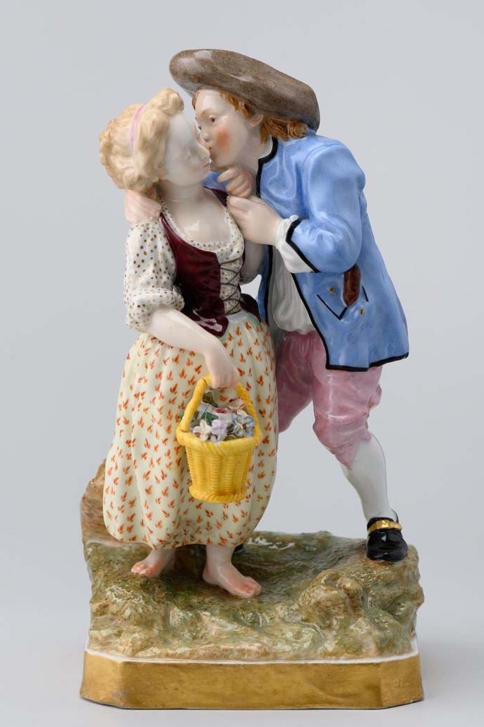 Russian Imperial Porcelain Factory Figural Group Kiss By Spiess