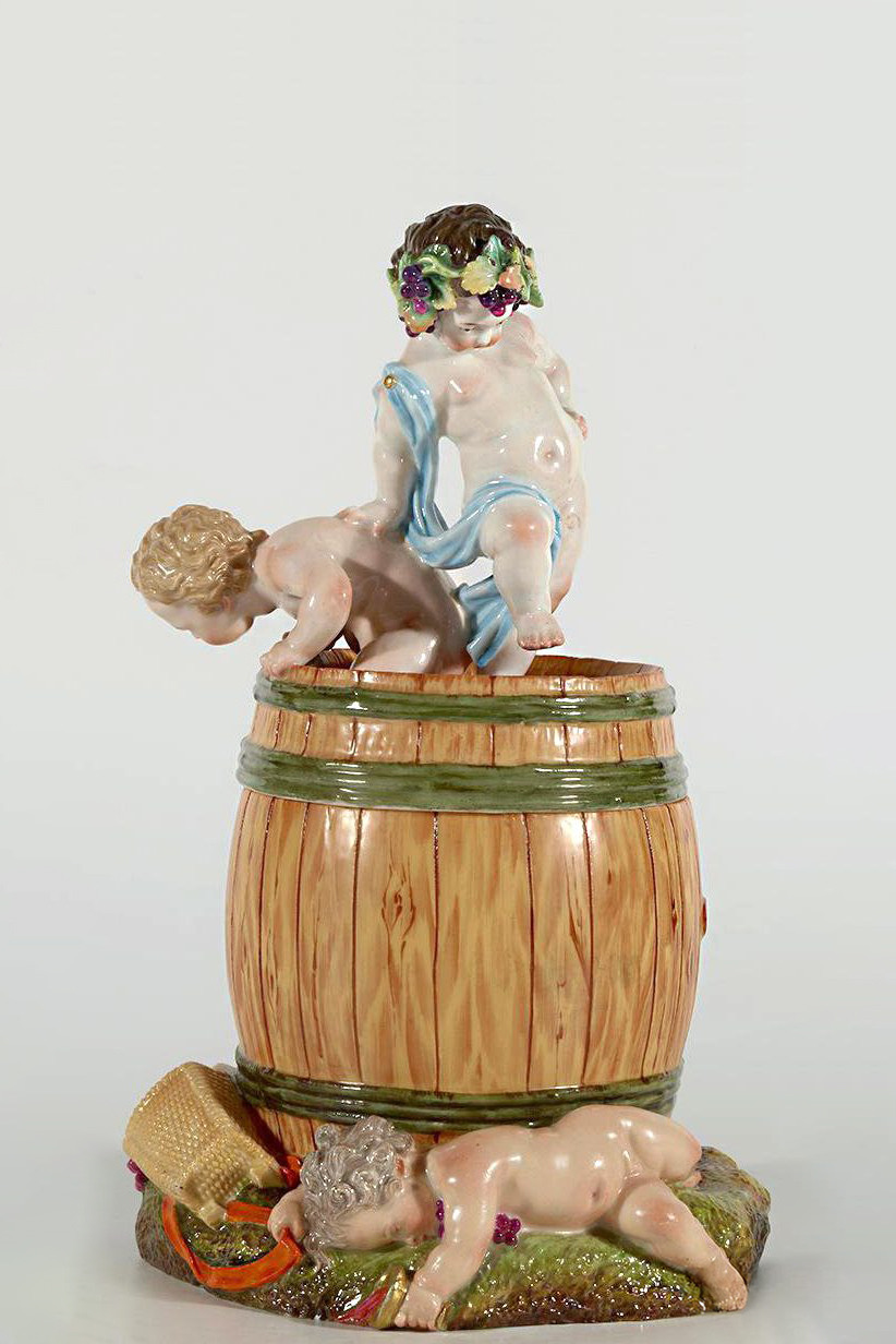 Russian Imperial Porcelain Figural Group Wine Press By Spiess