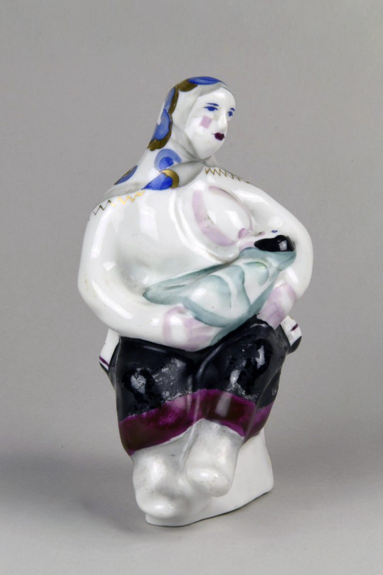 Soviet Porcelain Figural Group Mother Breastfeeding A Baby