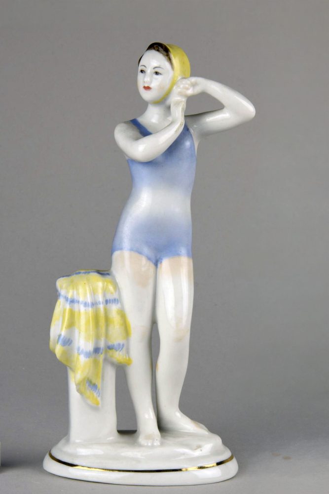 Soviet Porcelain Figure Girl Swimmer