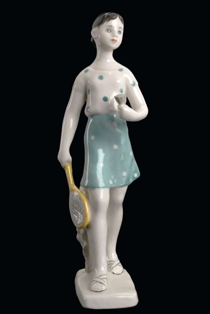 Soviet Porcelain Figure Girl With Badminton Racquet