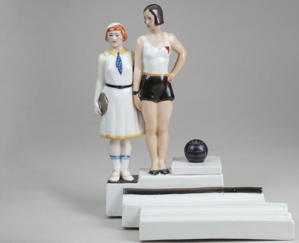 Soviet Propaganda Porcelain Inkwell Athletes By Danko