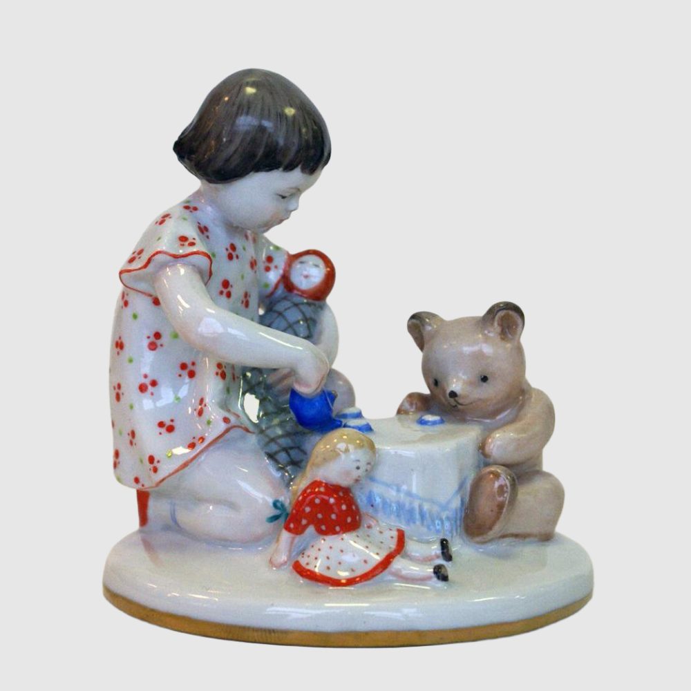 Soviet Porcelain Figural Group Child Play By Velikhova