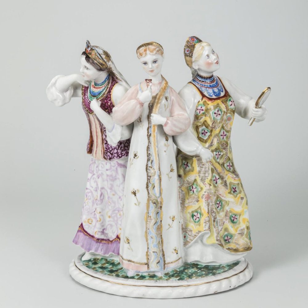 Soviet Porcelain Figural Group Red Flower By Velikhova