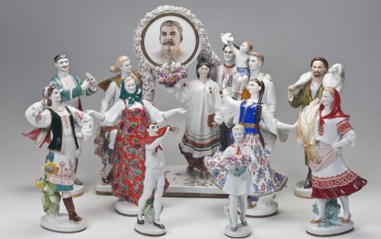 Soviet Porcelain Figural Group Under The Sun Of Stalin Consitution By Velikhova