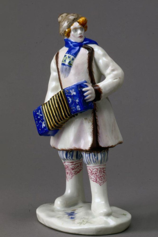 Soviet Porcelain Figure Accordion Player After Kustodiyev By Volhov