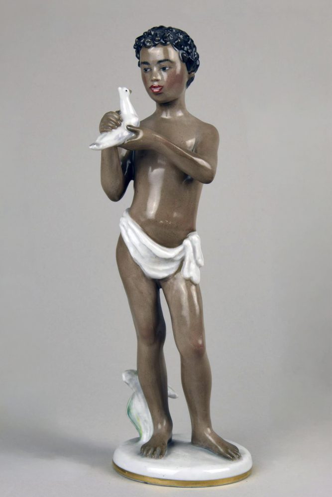 Soviet Porcelain Figure Boy With Dove By Stolbova