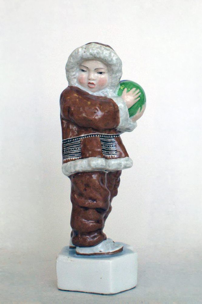 Soviet Porcelain Figure Chukcha Boy With Ball By Manuilova