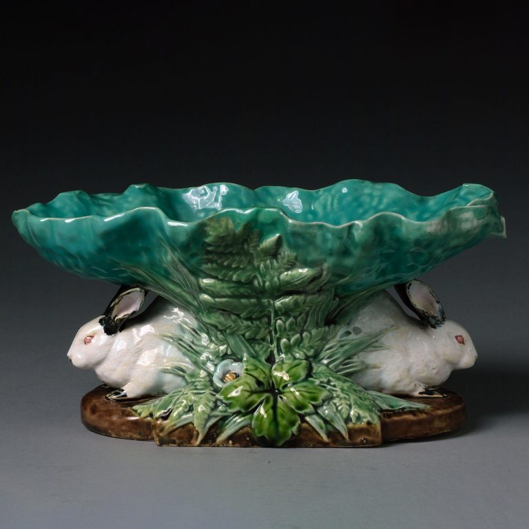 Minton 1451 Majolica Rabbit Comport