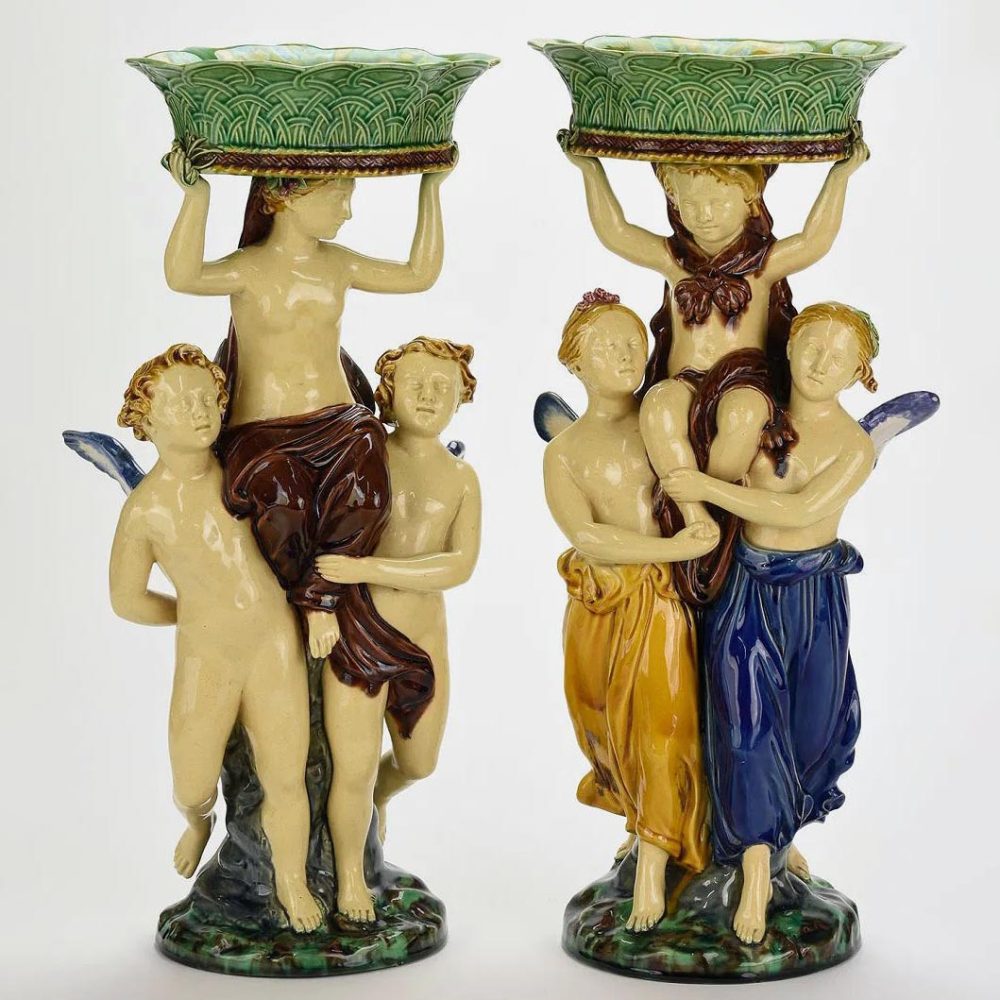 Minton 219 220 Majolica May King And Queen