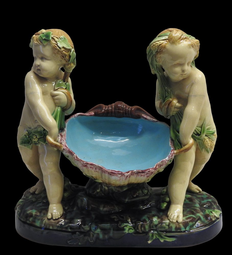 Minton 365 Majolica Cherubs Vintagers With Shell