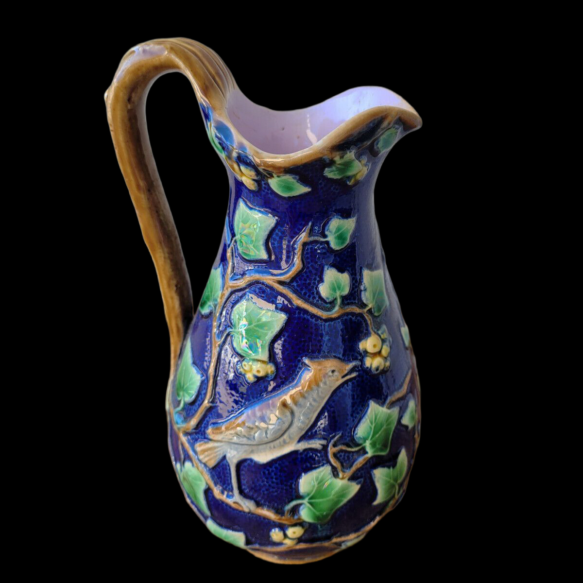 Minton 376 Majolica Jug Bird And Ivy