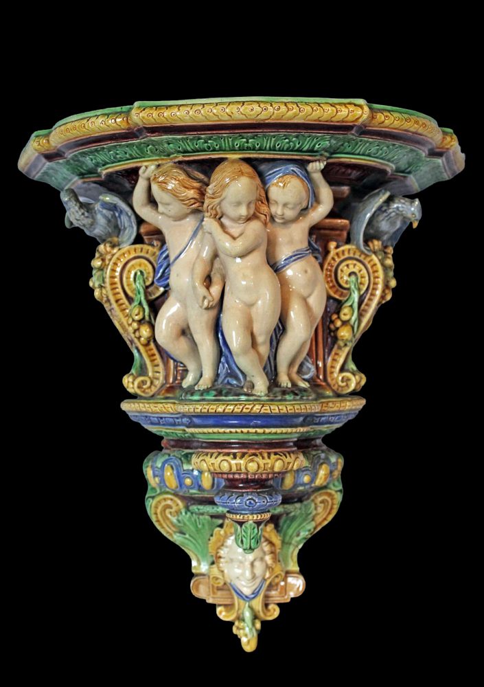 Minton 388 Majolica Cupids Wall Bracket