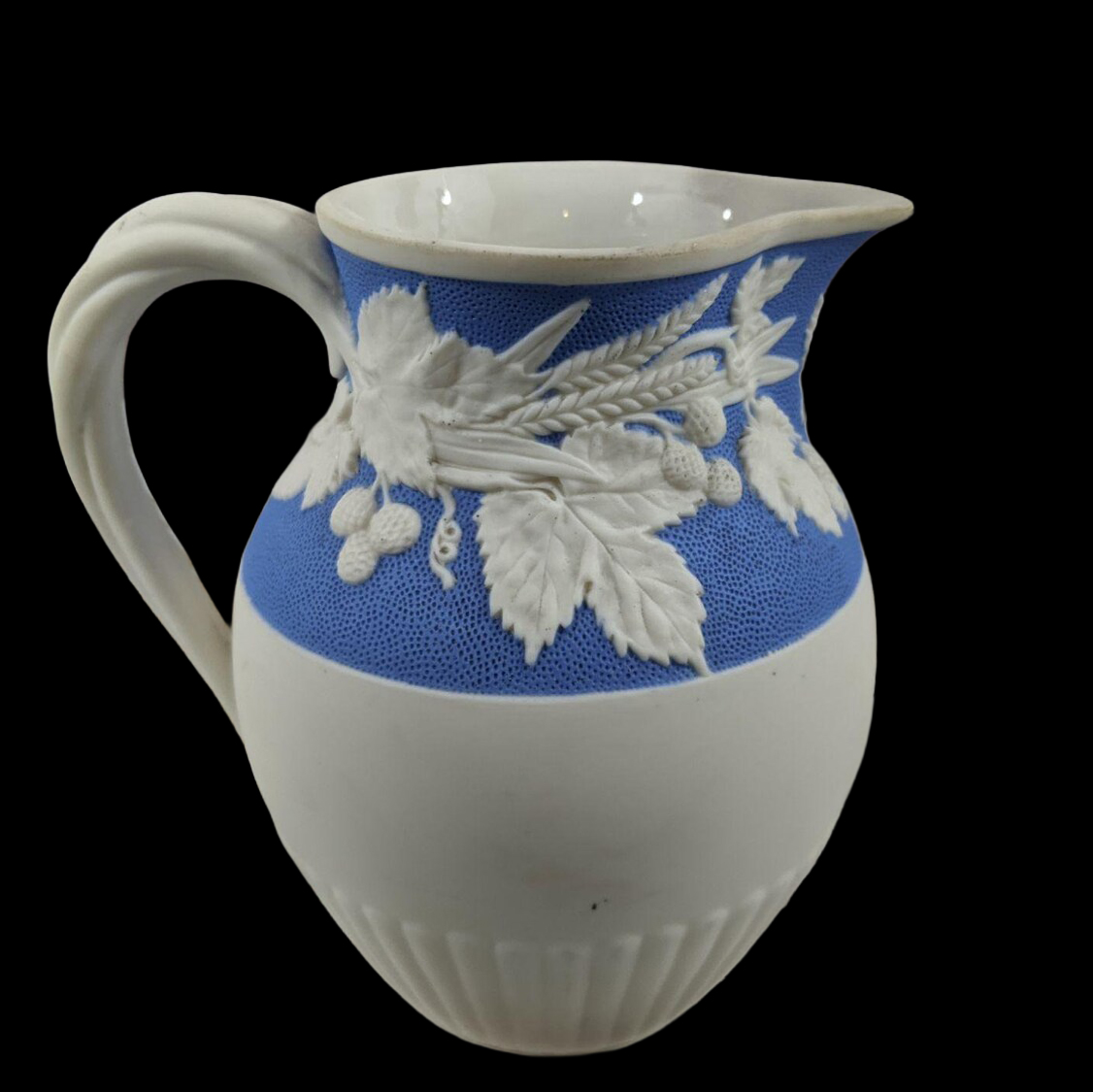 Minton 438 Harvest Wreath Jug With Light Blue Neck