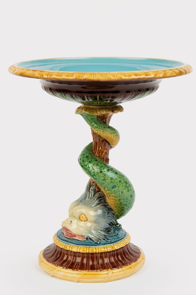 Minton 464 Majolica Dolphin Comport