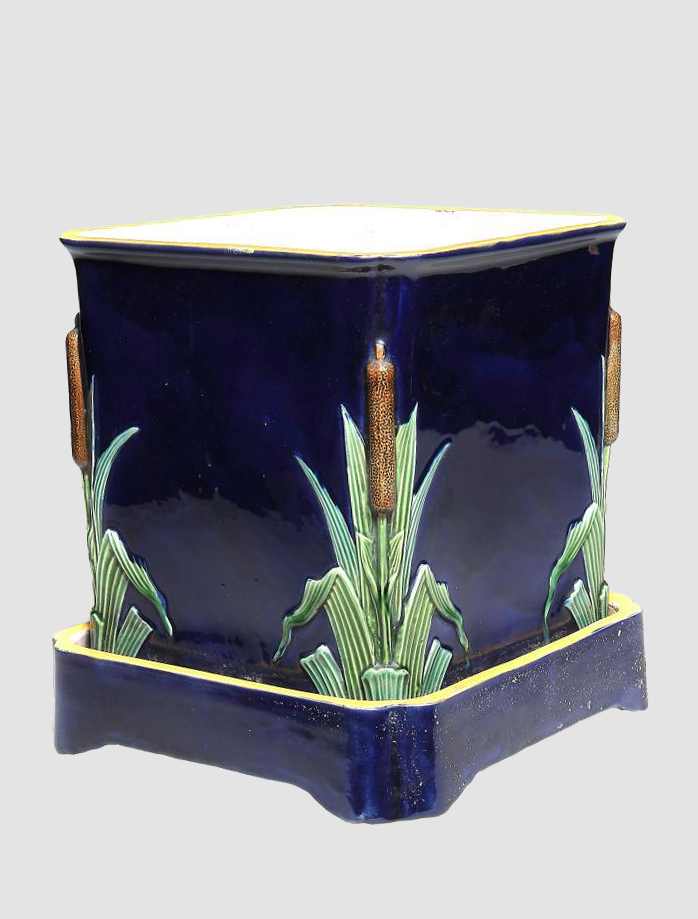 Minton 1096 Majolica Bulrush Jardiniere
