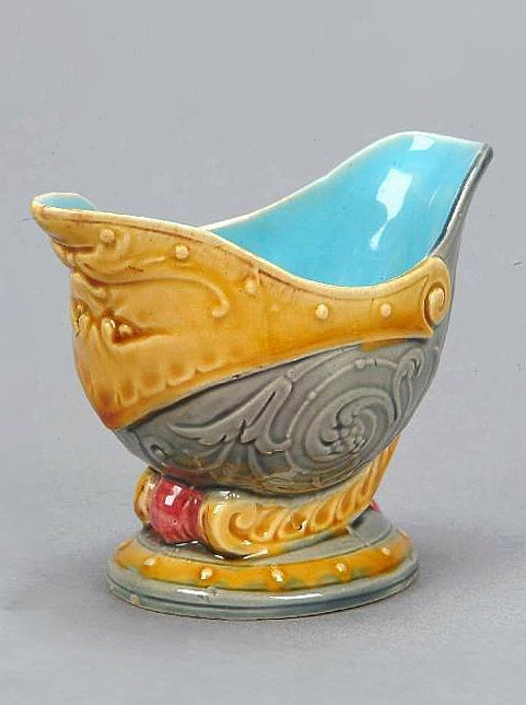 Minton 1570 Majolica Helmet Shaped Salt