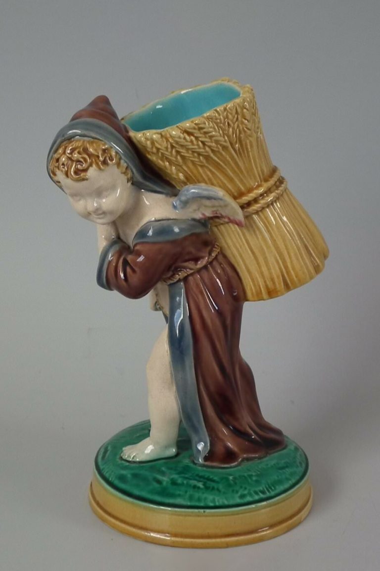Minton 2046 Majolica Cupid With Basket