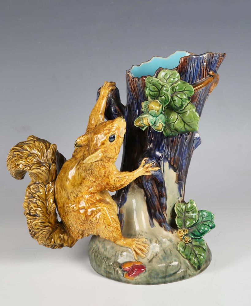 Minton 2070 Majolica Squirrel Spill Vase