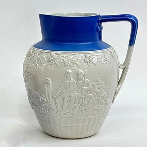 Minton 222 Hunters Jug With Light Blue Neck