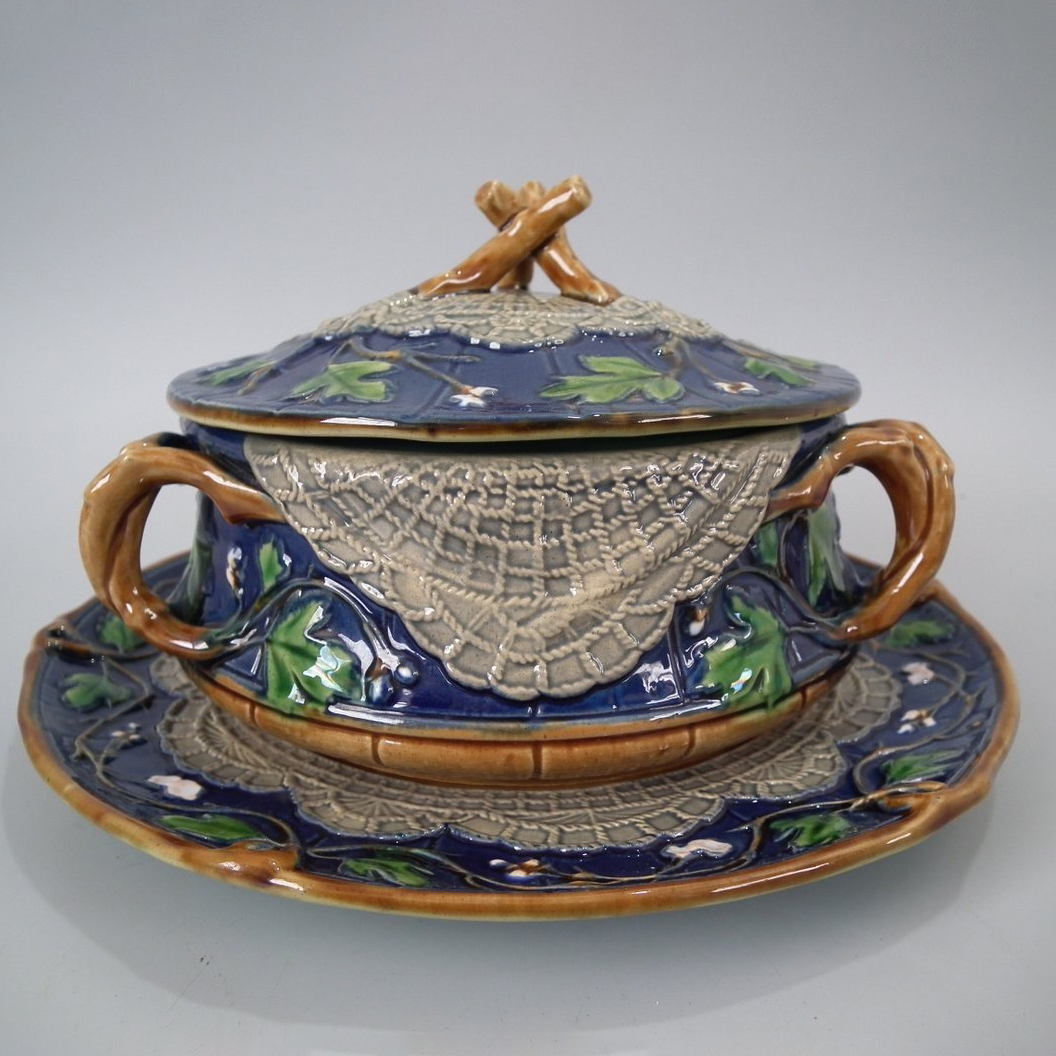 Minton 498 Majolica Butter Dish