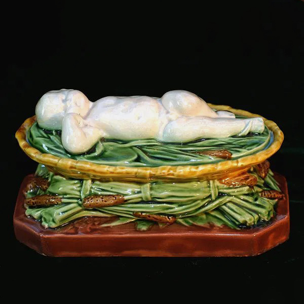 Minton 705 Majolica Cherub Match Box