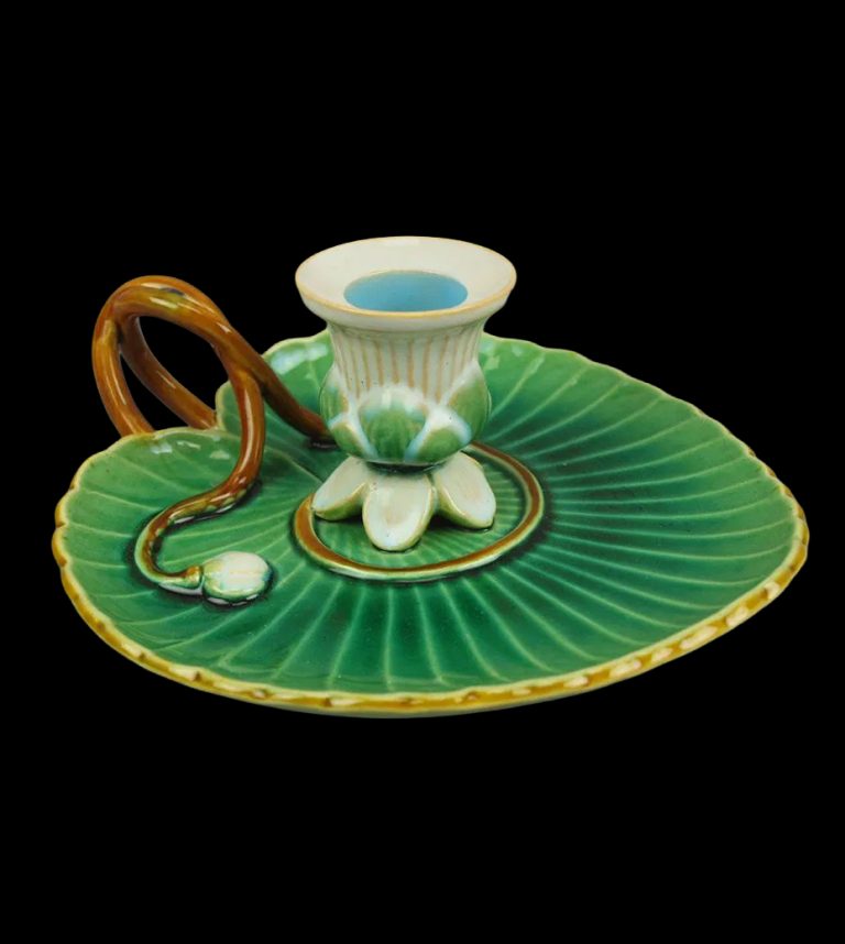 Minton 839 Majolica Water Lily Fluted Candlestick