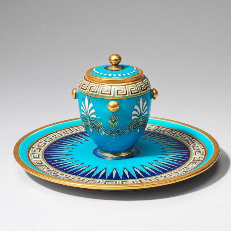Minton Cloisonne Style Inkwell With Knobs