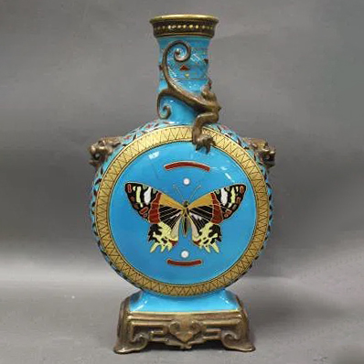 Minton 1735 Cloisonne Syle Dragon Bottle With Butterfly