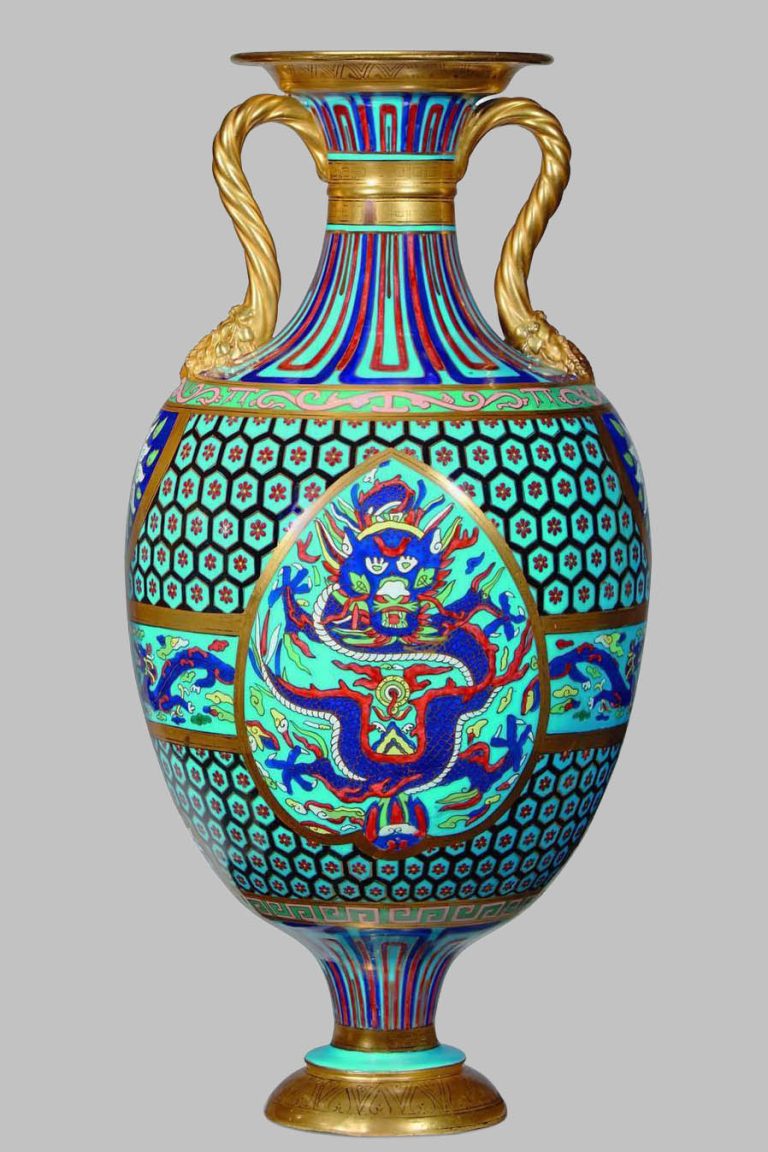 Minton 1937 Cloisonne Style Dragon Vase