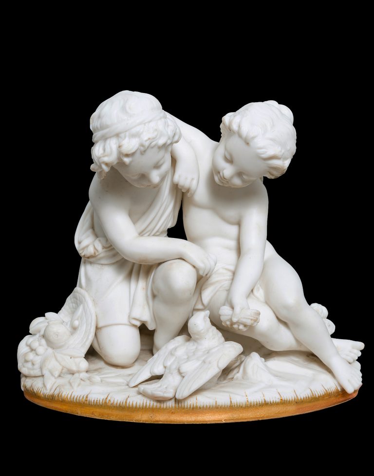 Minton 398 Parian Figural Group Children With Dove