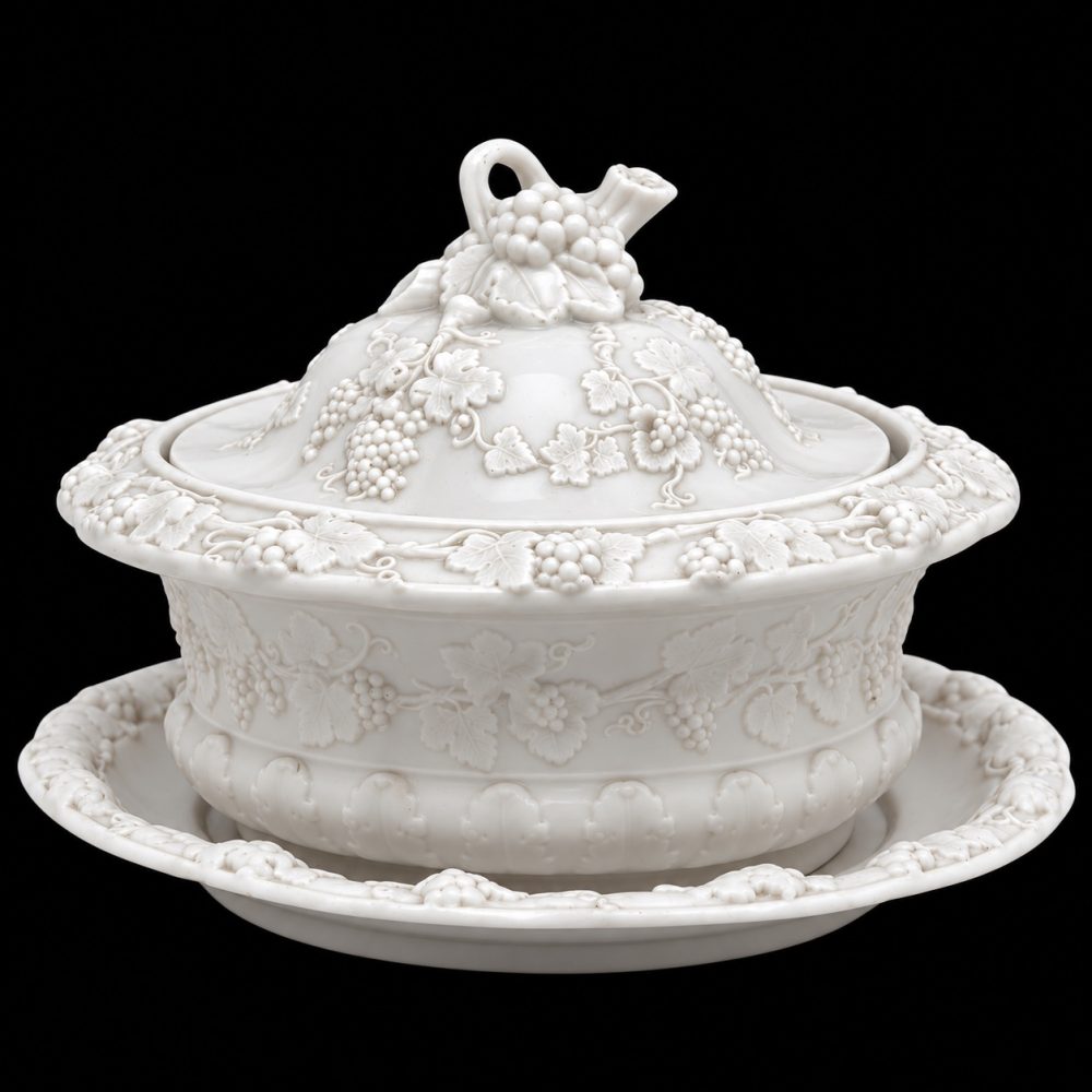 Minton 400 Parian Butter Dish And Stand