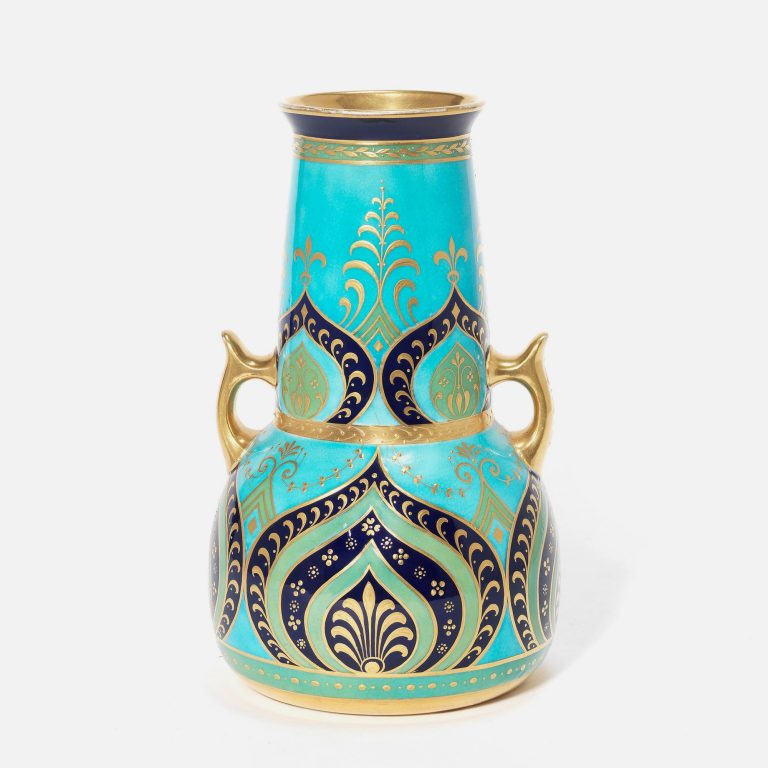 Minton Cloisonne Style Vase With Handles