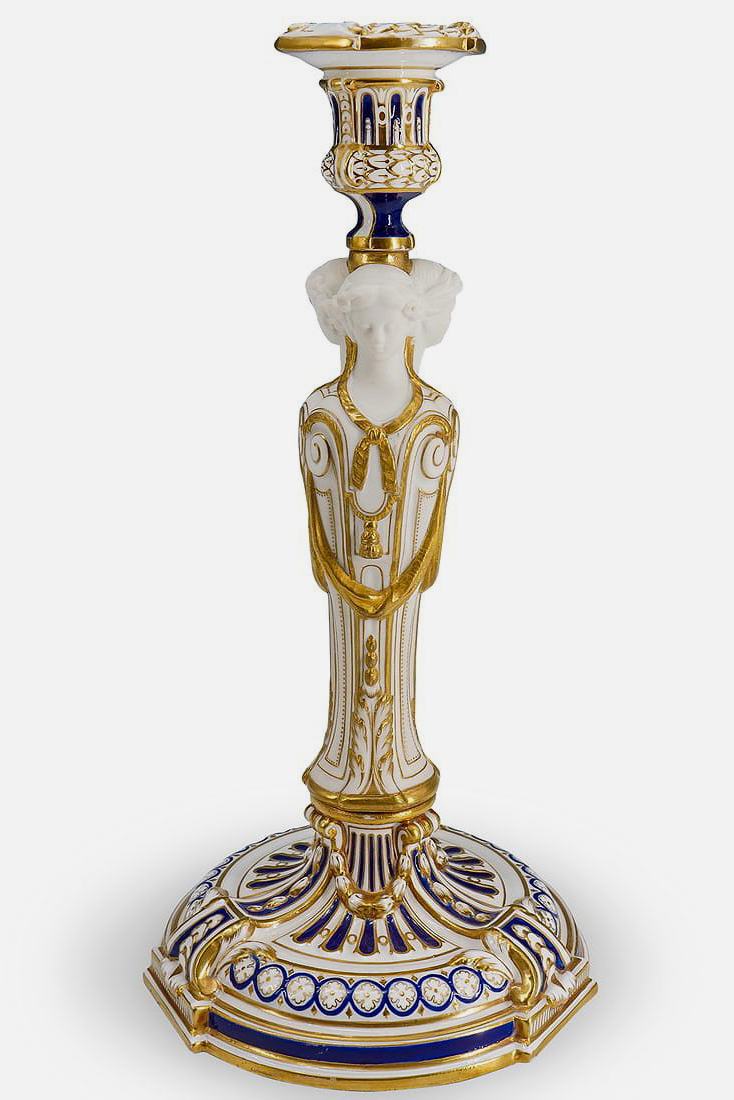 Minton Parian Candlestick Three Figures