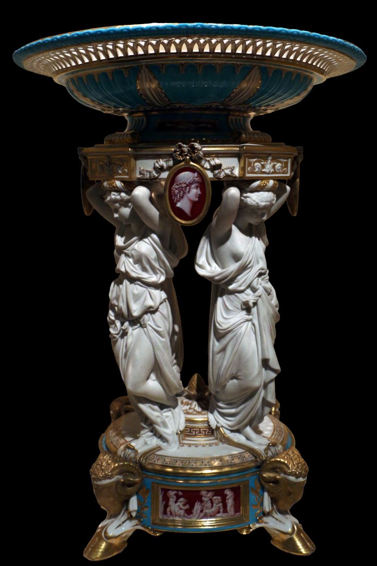 Minton Parian Centerpiece With Ram Heads Base