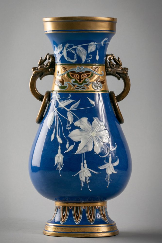 Minton Pate Sur Pate Vase With Dragon Handles Frederick Rhead